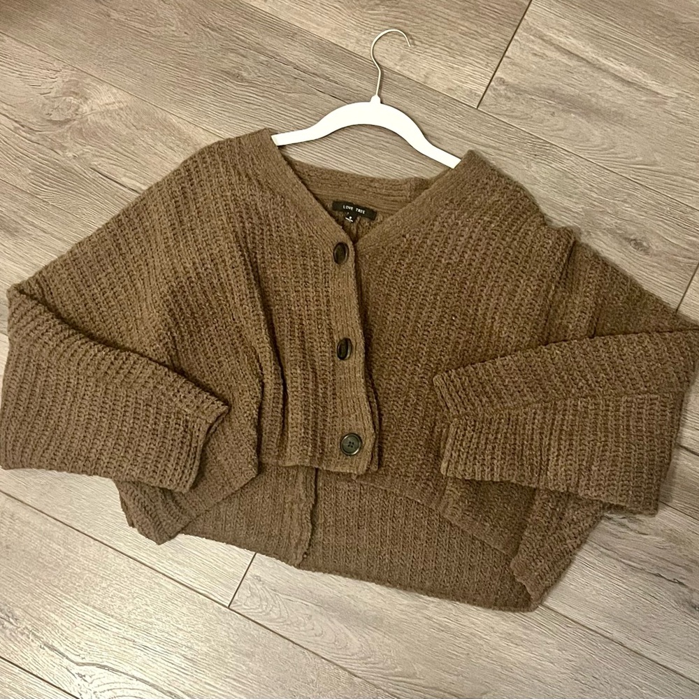 Brown Button-Up Women Sweater